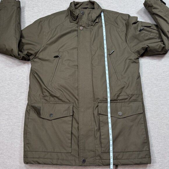 London Fog Mens Coat Green Insulated Winter Jacket Quilted Lining Pockets Medium - Picture 13 of 16